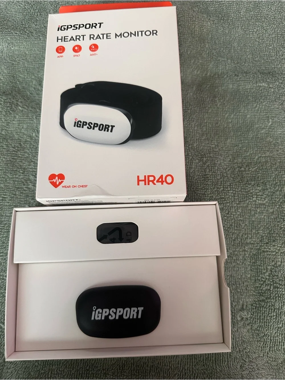 HR40 Black and White Heart Rate Monitor Chest Strap